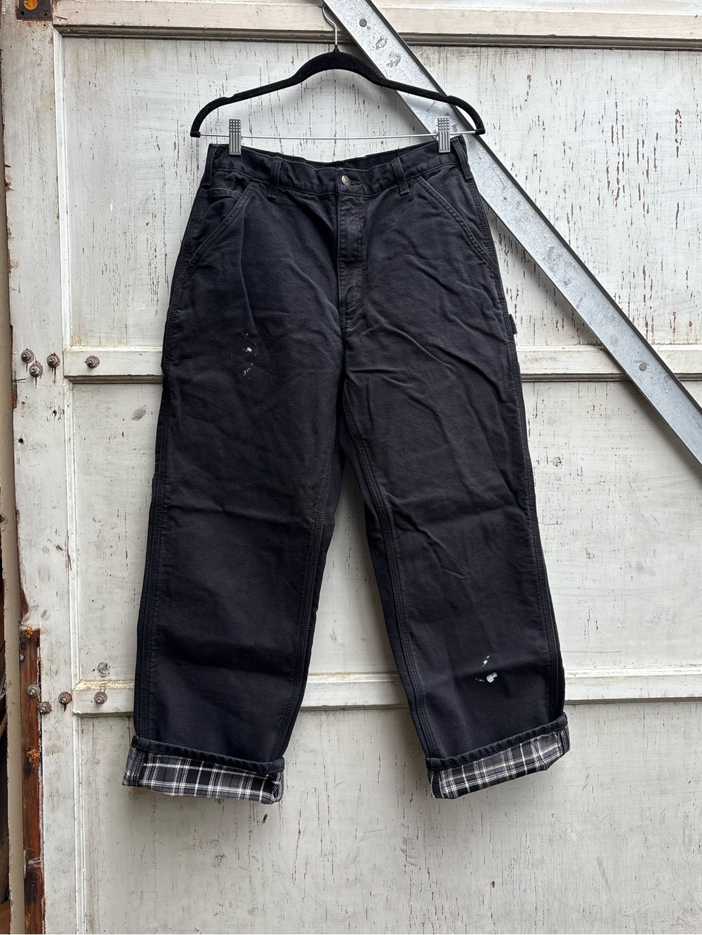 Vintage Carhartt Black Flannel Lined Workwear Baggy Pants Men’s 32x30